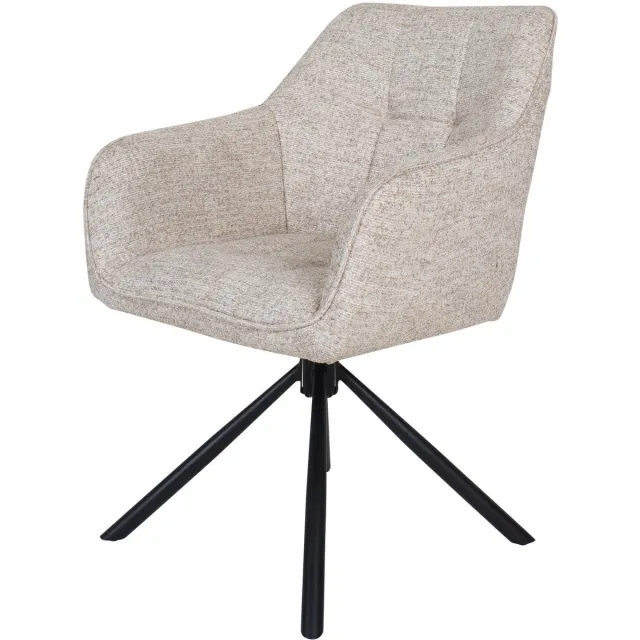 Home67 Eetkamerstoel Chris - Beige 5 - Draaibare Design Eetkamerstoel met Armleuning in Hotel Chique Stijl met Spinpoot