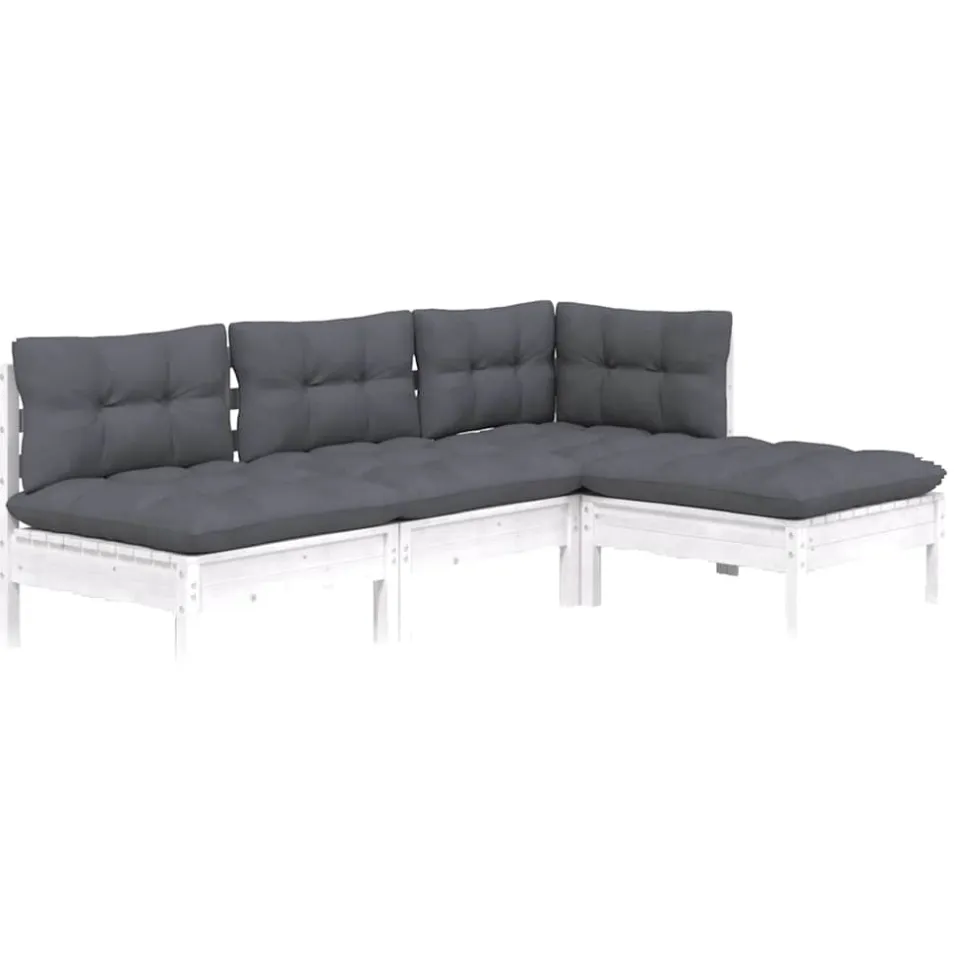 vidaXL 4-delige Loungeset met kussens grenenhout wit