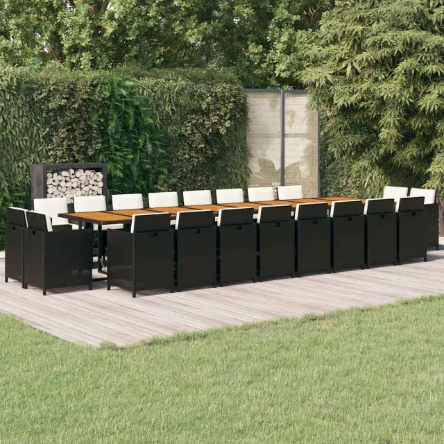 vidaXL 21-delige Tuinset met kussens poly rattan zwart, foto 2