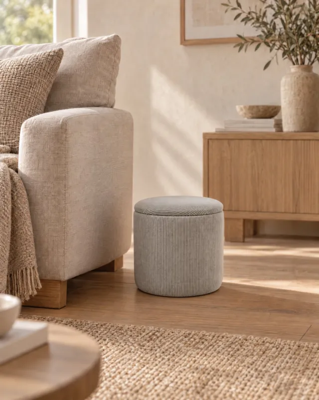 House of Nature Opbergpoef Arth grijs Ø 38 cm