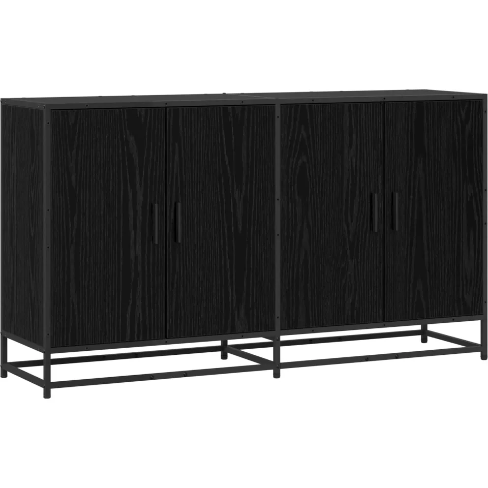 vidaXL Dressoir Zwart eiken 134 x 35 x 76 cm Bewerkt hout, foto 3