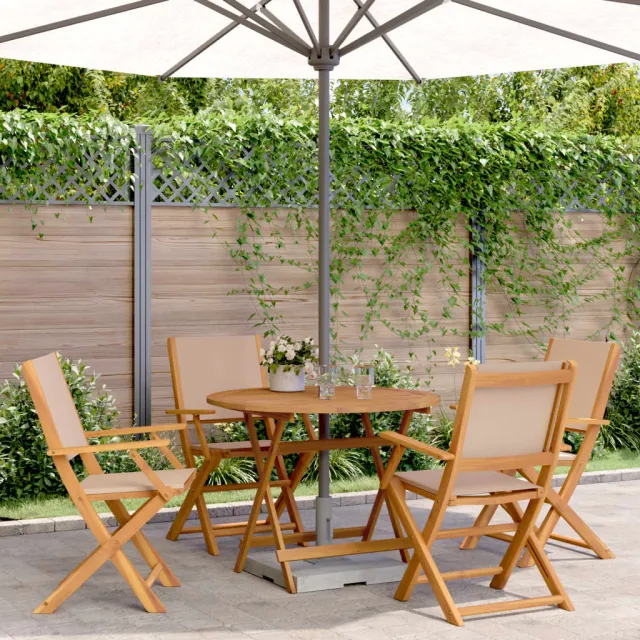 vidaXL 5-delige Tuinset massief hout en stof taupe, foto 2