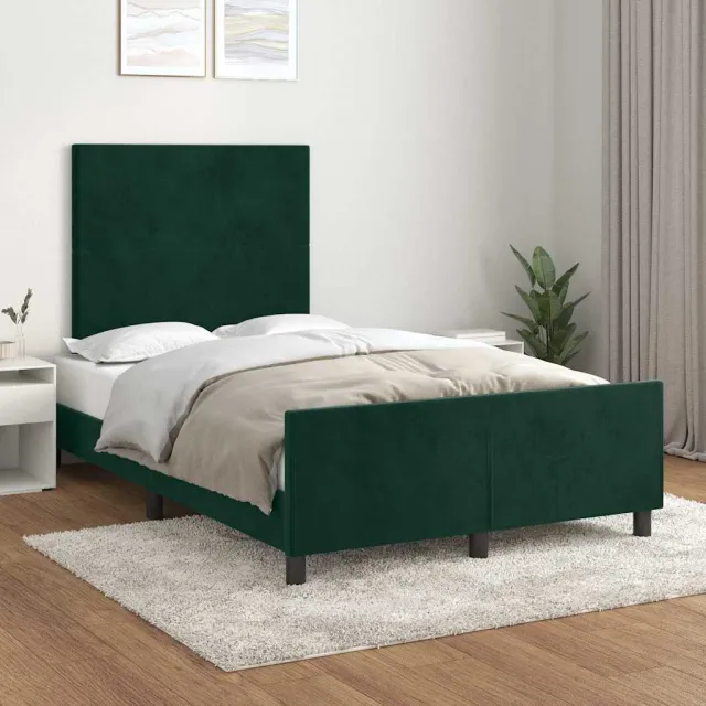 vidaXL Bedframe zonder matras 120x200 cm fluweel donkergroen