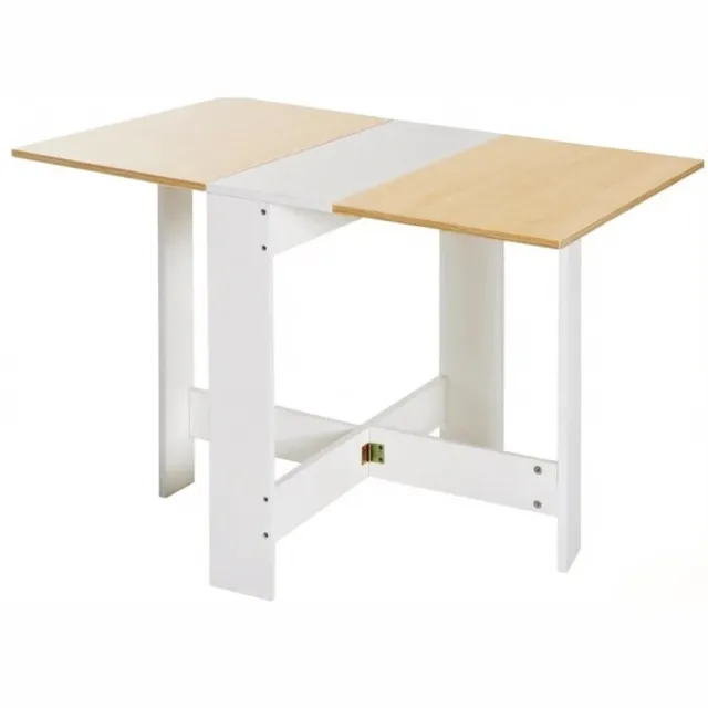 OKWISH Eettafel – Opklapbare Tafel Voor Keuken En Woonkamer – Ruimtebesparend Tweezijdig Klapbaar – MDF Eiken Wit – 103 x 76 x 74 cm Eikenhout, wit