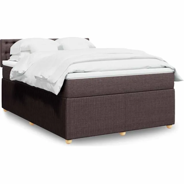 vidaXL Boxspring met matras stof donkerbruin 140x190 cm bruin