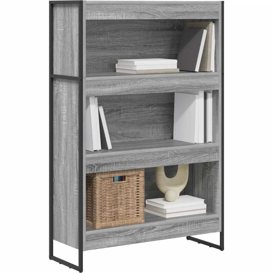 vidaXL Boekenkast 80 x 30 x 121 cm Bewerkt hout Grijs Sonoma