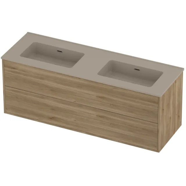 Proline Tribute Badmeubelset Porselein Elegant Dubbel 140x46x54 cm Mat Crème Cotton Cider Oak Eiken