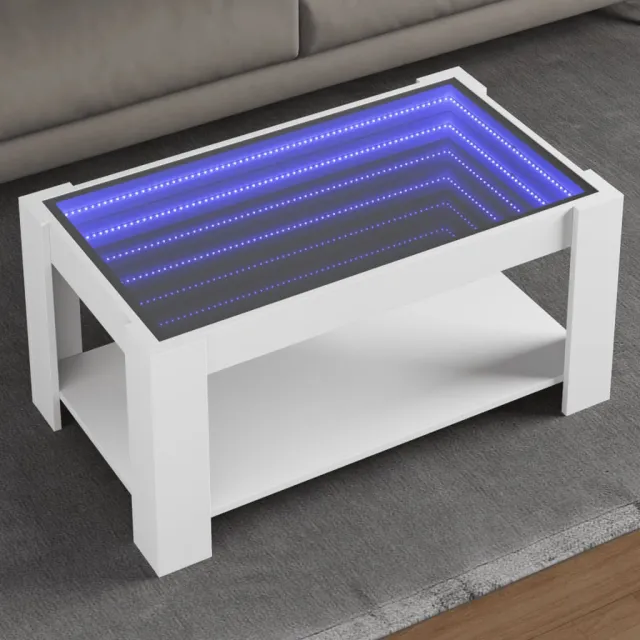vidaXL Salontafel met LED 93x53x45 cm bewerkt hout wit, foto 2