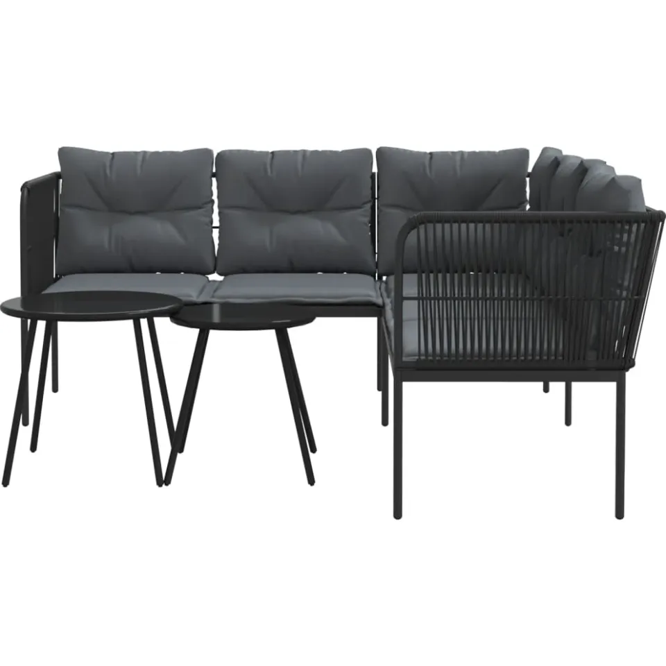 vidaXL Loungeset met kussens staal en textileen zwart, foto 4