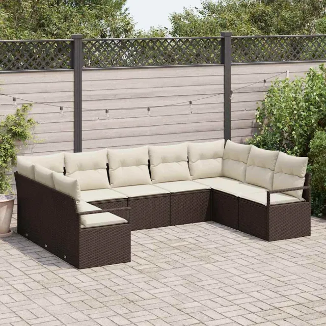 vidaXL Bankstel 9 st Bruin poly rattan, foto 2