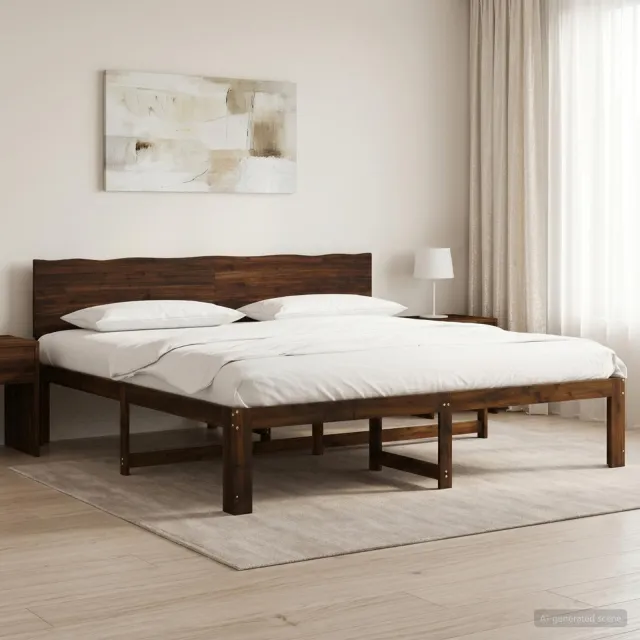 vidaXL Tweepersoonsbed met hoofdeinde ROSTOCK Donkerbruin 200 x 200 cm