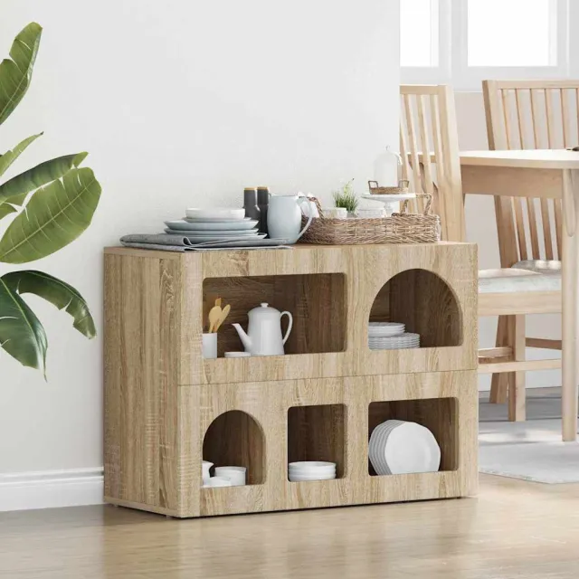 vidaXL Dressoir ELST Sonoma Eiken 80,5 x 35 x 59 cm Bewerkt hout, foto 2