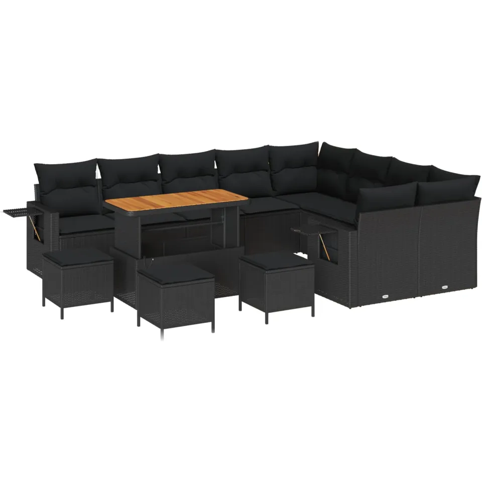 vidaXL Tuinbankenset 13 st Zwart poly rattan