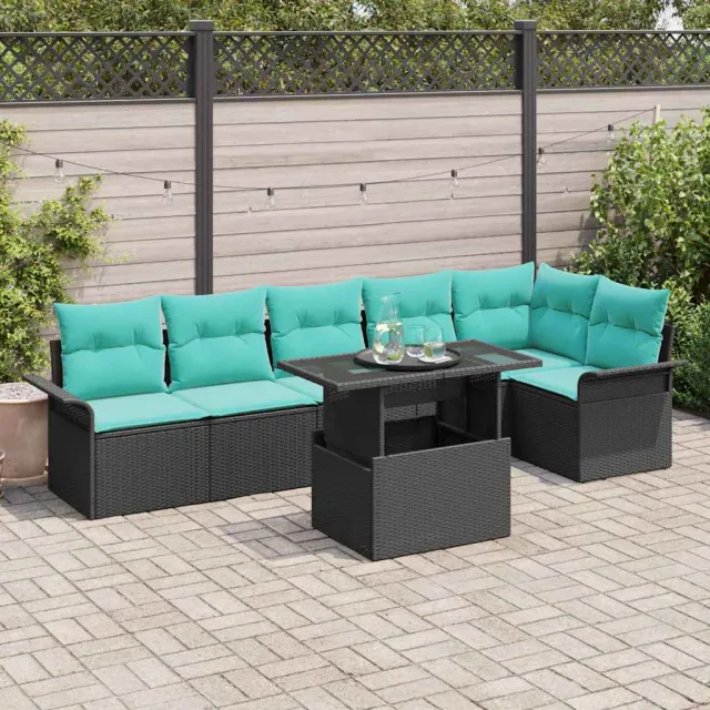 vidaXL Tuin Sofa Set 7 st Zwart [Synthetisch]: Poly Rattan, foto 2