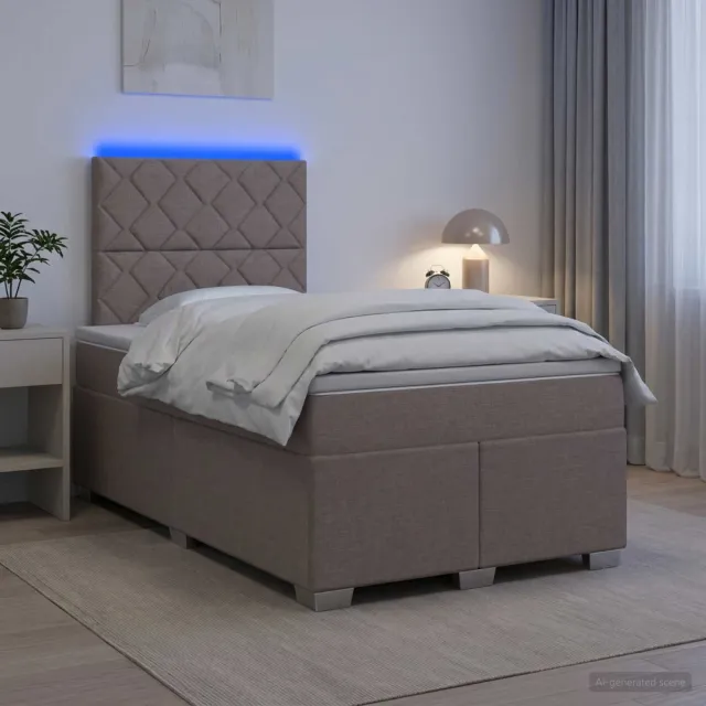 vidaXL Boxspringbed met matras met hoofdeinde Taupe 120 x 190 cm Stof