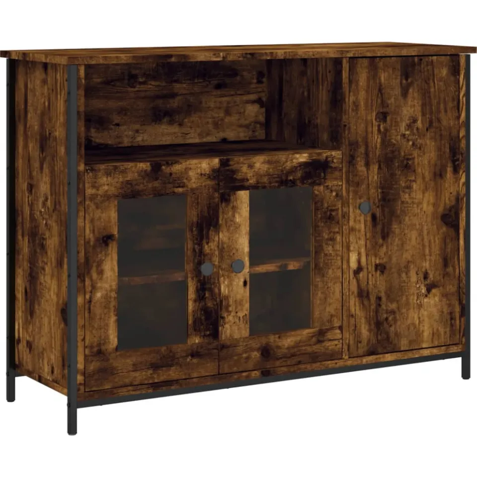 vidaXL Dressoir 100x35x75 cm bewerkt hout gerookt eikenkleurig, foto 3