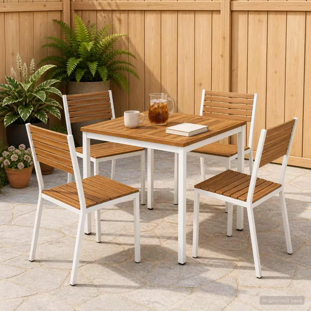 vidaXL Tuindiner tafel NAARDEN Natuurlijk en Wit 70 x 68,5 x 75 cm, foto 2