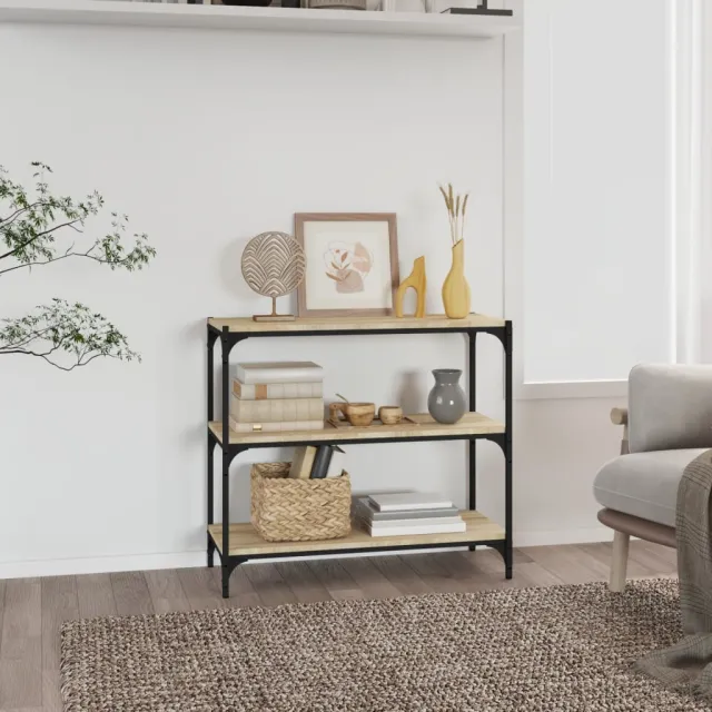 vidaXL Boekenkast 80x33x70,5 cm hout en staal sonoma eikenkleur, foto 2