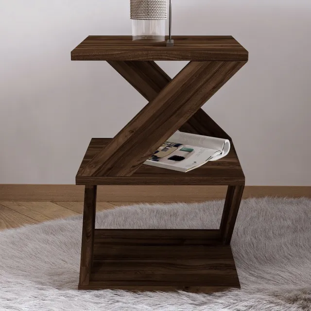 Bliss Skye Decor, Bijzettafel, Albeni - Walnut, Gemelamineerde spaanplaat, Walnoot, 29,6 x 29,6 x 54,2 cm Okkernoot