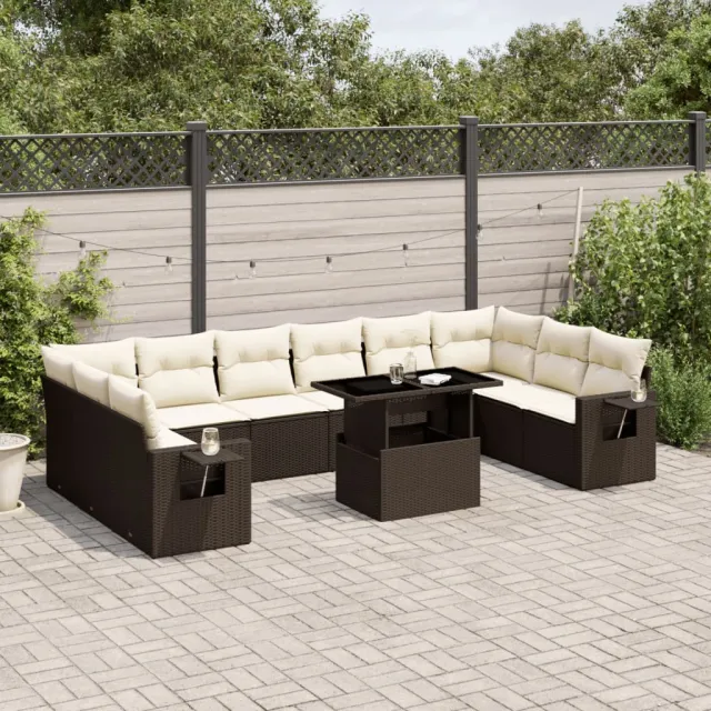 vidaXL 11-delige Loungeset met kussens poly rattan bruin, foto 2