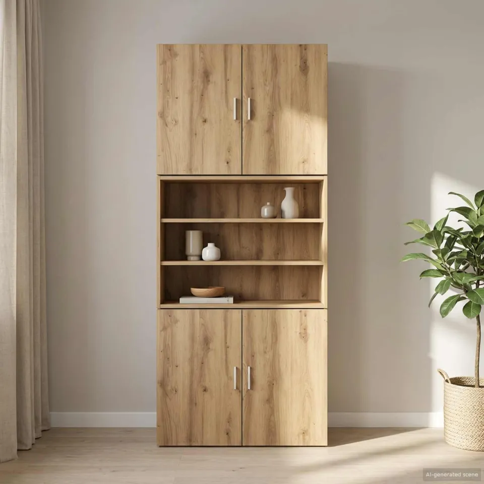 vidaXL Wandkast Artisanaal eiken 80 x 42,5 x 64 cm Bewerkt hout, foto 3