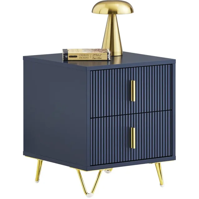 SoBuy FBT115-B Nachtkastje met 2 Laden - Voor Slaapkamer en Woonkamer - 40 x 40 x 47 cm - Blauw