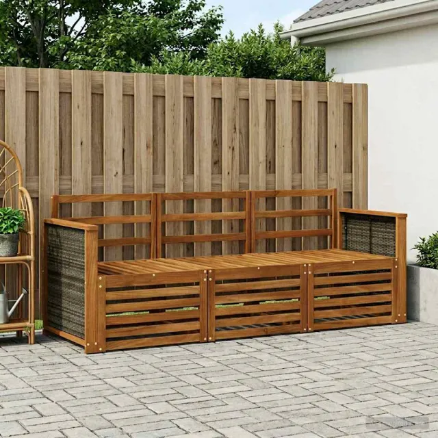 vidaXL Buiten bankenset 3 st 3-zits Naturel Massief Acaciahout Bruin