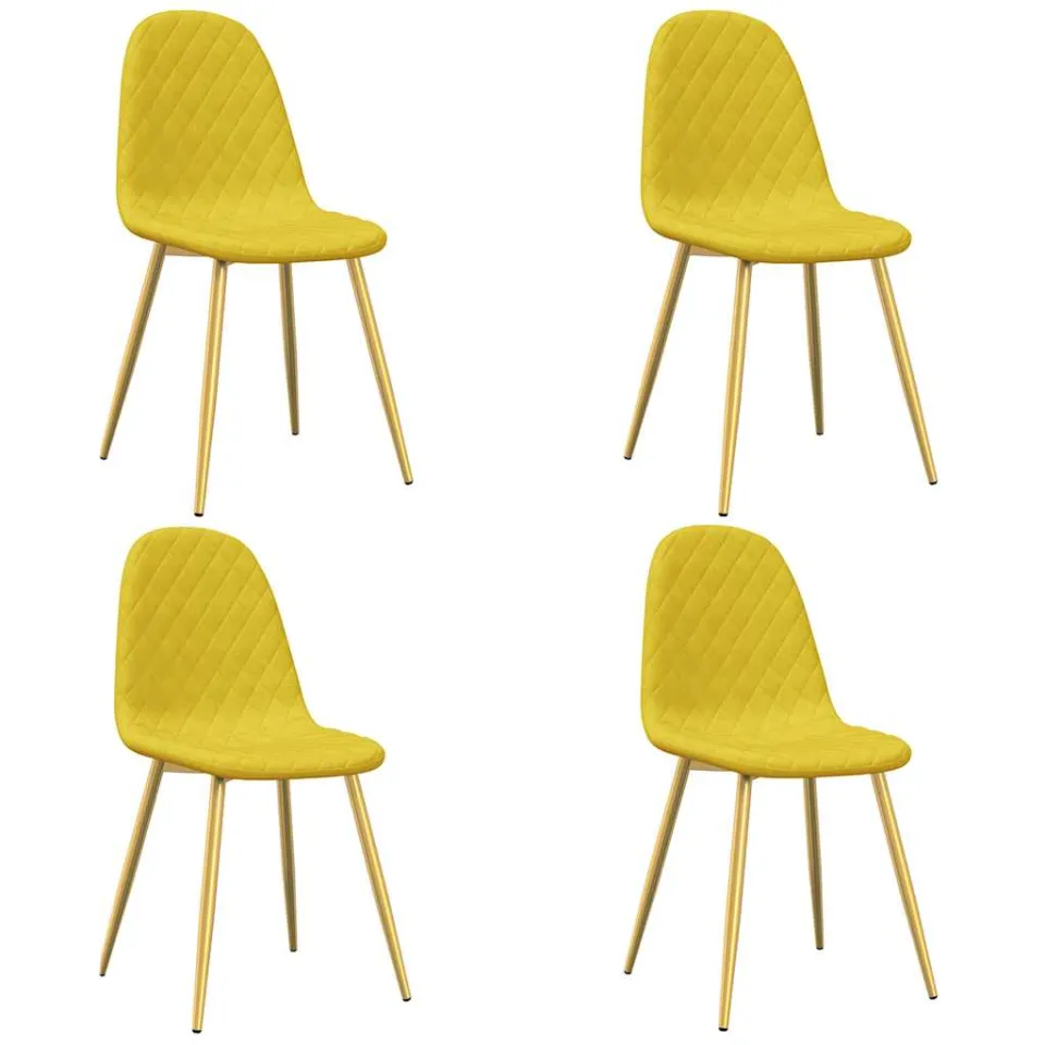 vidaXL Eetkamerstoelen 4 st fluweel mosterdgeel, foto 3