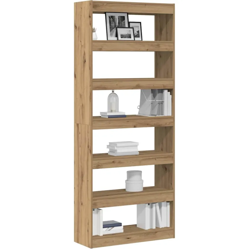 vidaXL Boekenkast 6-laags 80 x 30 x 198 cm Bewerkt hout Artisan Eiken Bruin