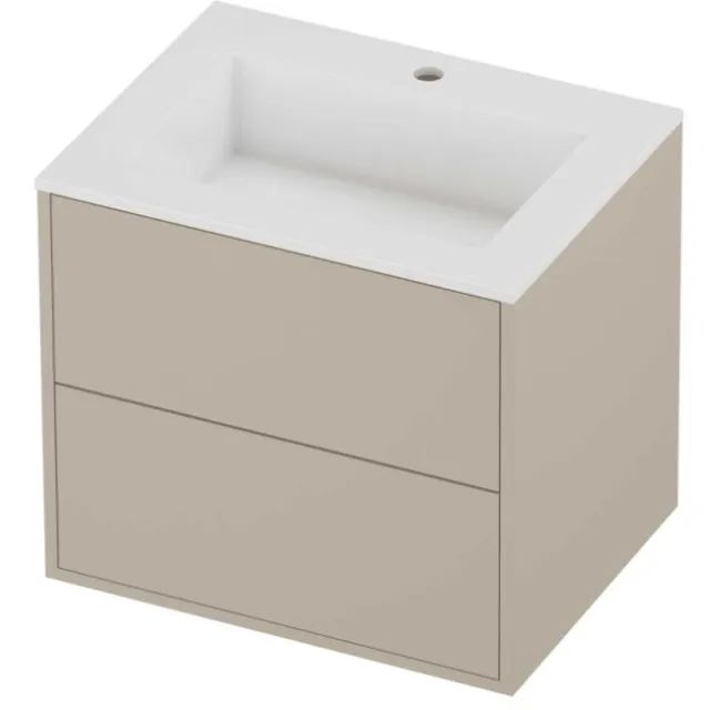 Proline Aristo Badmeubelset Polystone Elegant In Kader 60x46x54 cm Glans Wit Soft Linen Beige