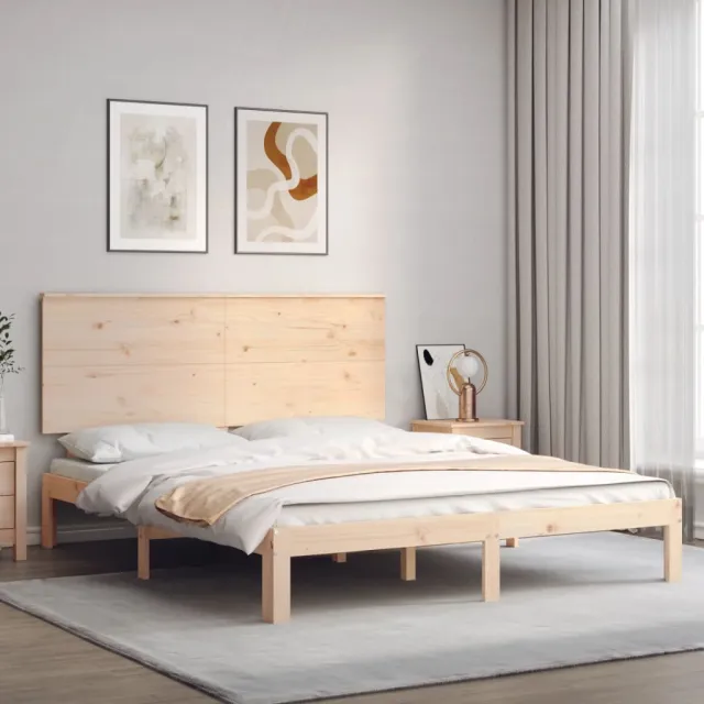 vidaXL Bedframe met hoofdbord massief hout Bruin
