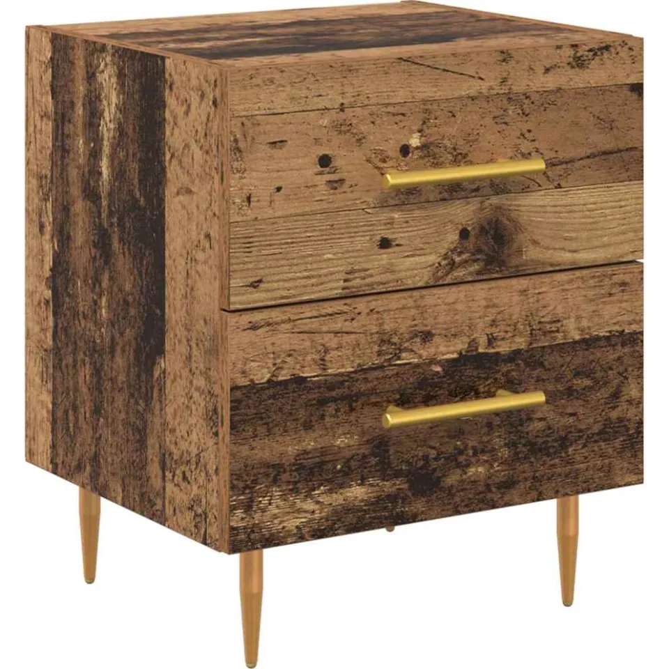 vidaXL Nachtkastje Oud Hout 40 x 35 x 47,5 cm Bewerkt hout bruin, foto 3
