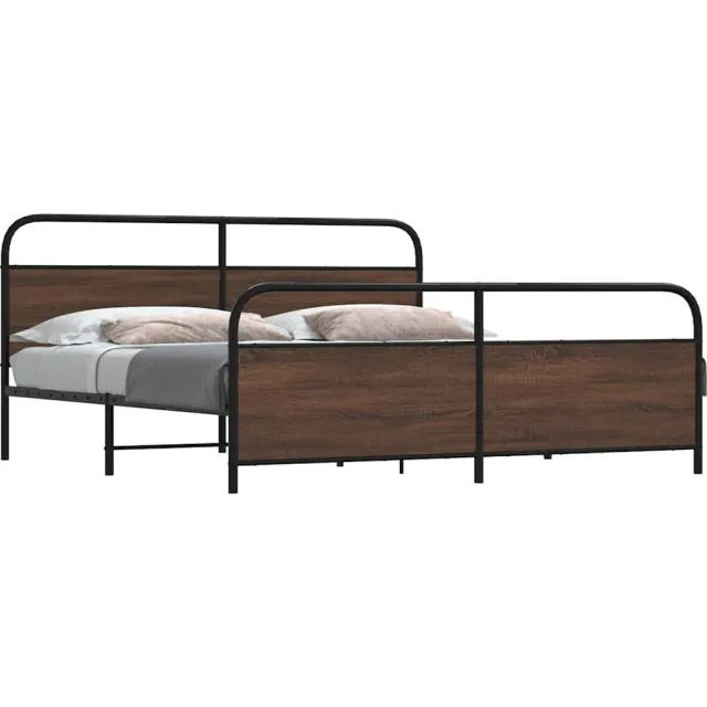 vidaXL Bedframe zonder matras metaal bruin eikenkleur 183x213 cm