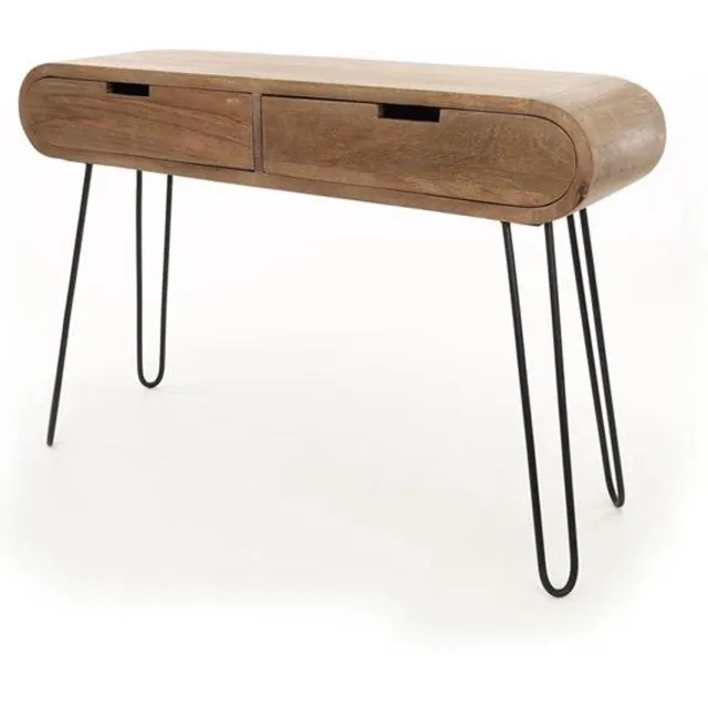 Industrieel In Huis Sidetable Industrieel Mangohout & Staal - 120 cm x 30 cm x 76 cm - Side Table Industrieel Met Lades - Sidetable met lade Hout - Landelijk Hout - Wandtafel Sidetable - Haltafel - Smalle tafel - 120cm x 30cm x 76cm