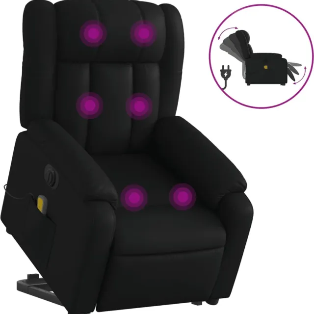vidaXL Sta-op-massagestoel - elektrisch - kunstleer - zwart