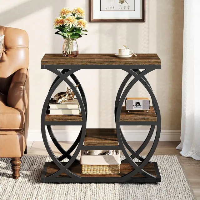 Tribesigns Bijzettafel - 4-Shelf Sidetable - 60x30x60cm - Eindtafel - Bijzettafel - voor Woonkamer, Slaapkamer, Entree - Bruin