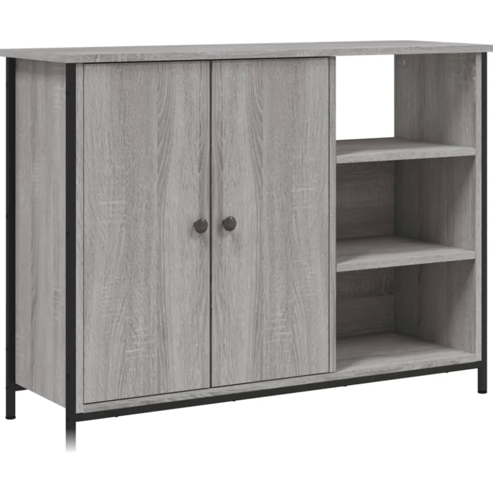 vidaXL Dressoir 100x33x75 cm bewerkt hout grijs sonoma, foto 3