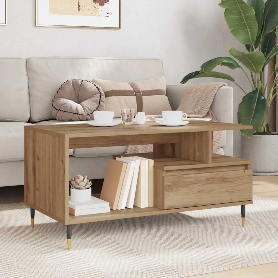 vidaXL Salontafel Artisan Eiken 90 x 49 x 45 cm Bewerkt hout, foto 4