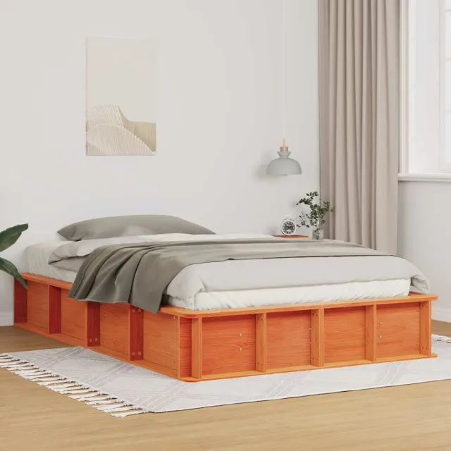vidaXL Bedframe Wasbruin 120 x 190 cm Massief grenenhout