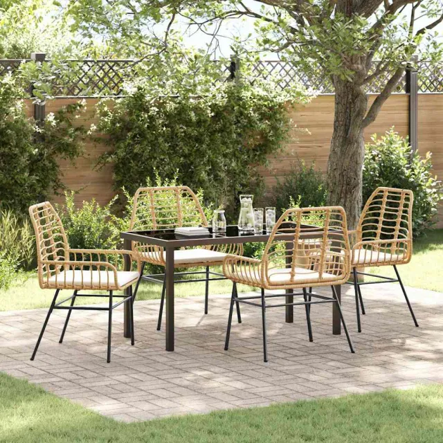 vidaXL Tuin eettafelset 5 st Bruin poly rattan