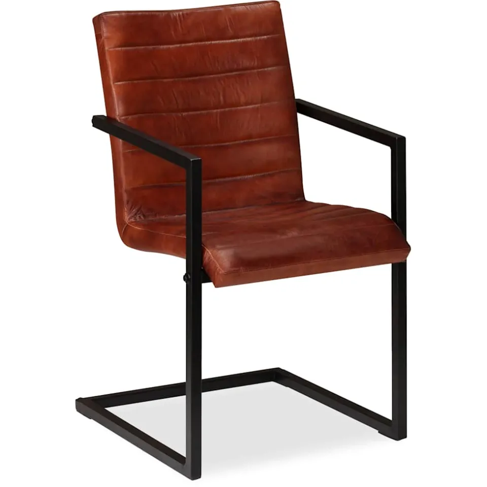 vidaXL Eetkamerstoelen 2 st echt leer bruin, foto 4