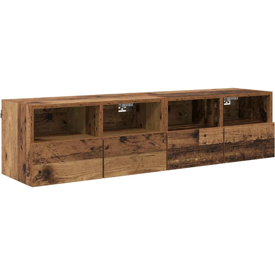 vidaXL TV Wandkasten 2 st Oud Hout Bewerkt hout bruin, foto 3