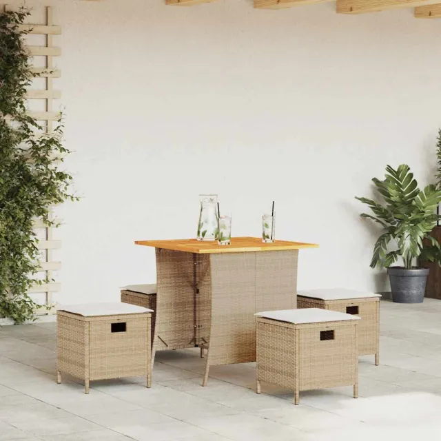 vidaXL 5-delige Tuinset met kussens poly rattan beige, foto 2