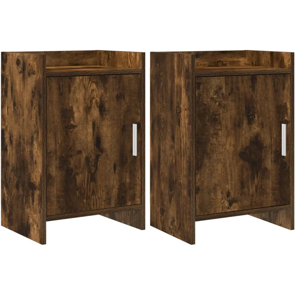 vidaXL Nachtkastjes 2 st Gerookt eiken 40 x 30 x 60 cm Bewerkt hout, foto 3