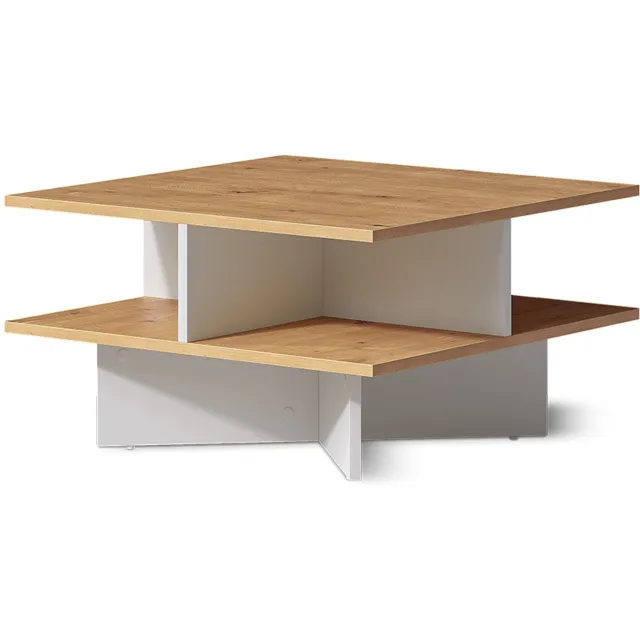 Vicco Salontafel Lorin, Artisanaal eiken/Wit, 60 x 60 cm