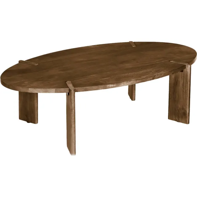 sweeek Ovale salontafel in massief hout 120cm - reva Walnoot