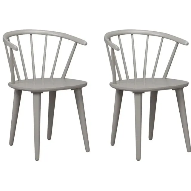 Rowico Home Carmen houten spijlenstoel grijs - set van 2