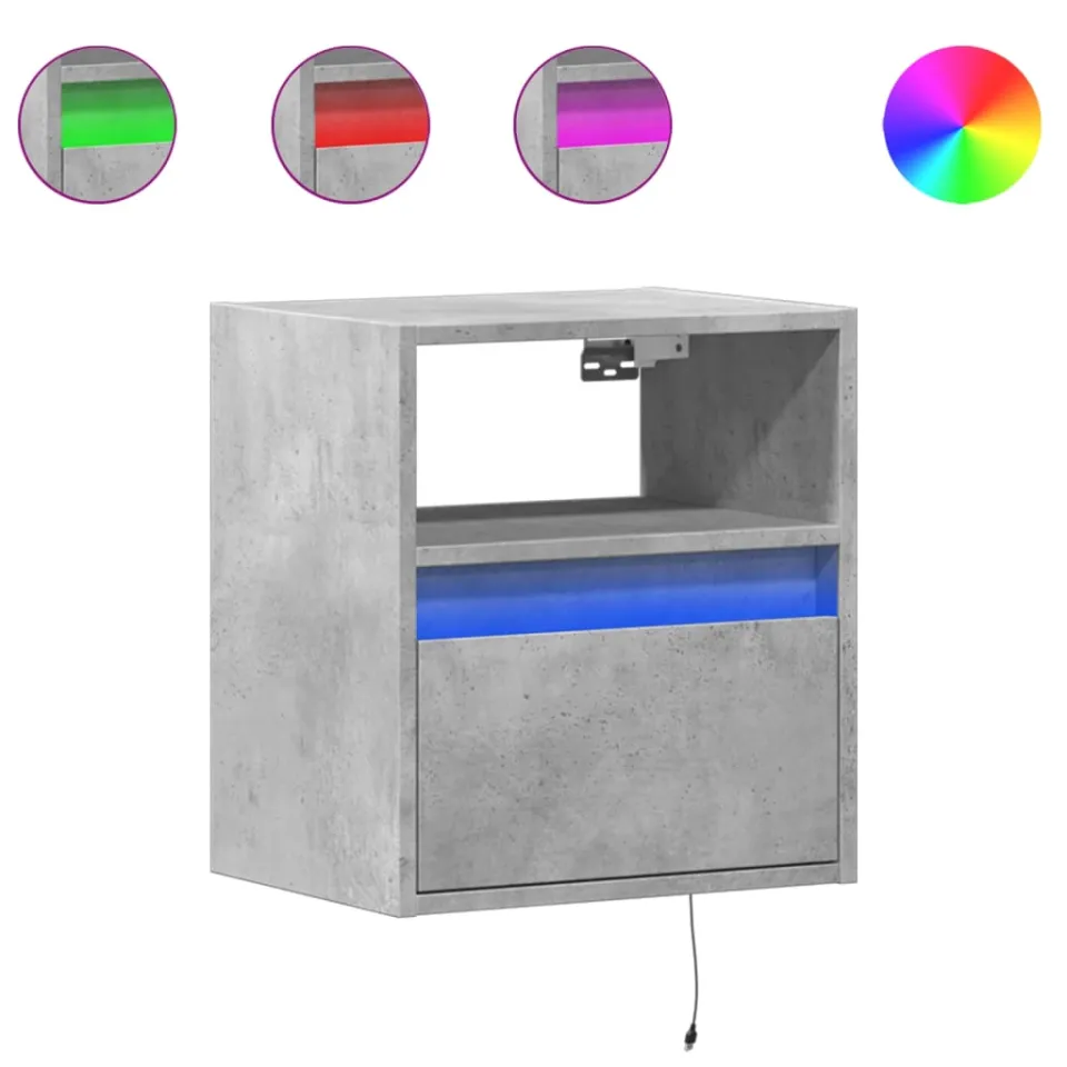 vidaXL Tv-wandmeubels met LED-verlichting 2 st 41x31x45 cm betongrijs grijs, foto 3