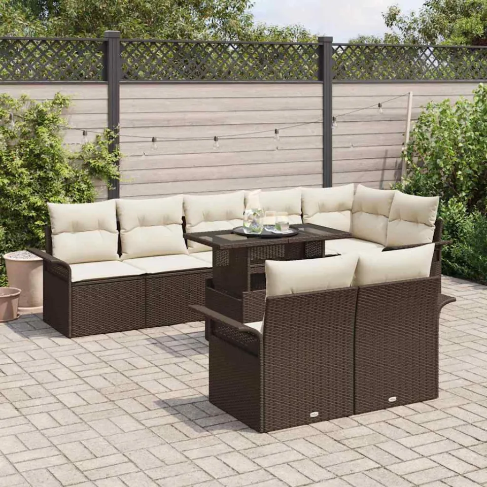 vidaXL Tuin Sofa Set 9 st Bruin Poly riet, foto 2