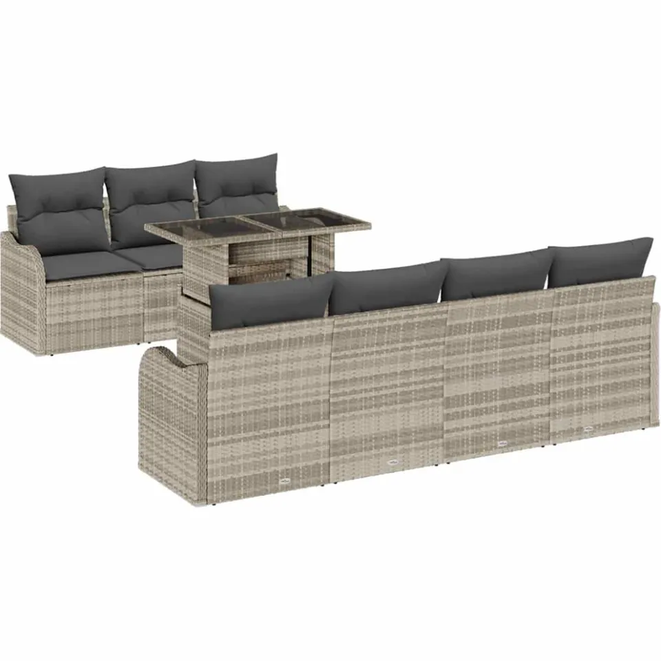 vidaXL Tuin Sofa Set 8 st Lichtgrijs poly rattan